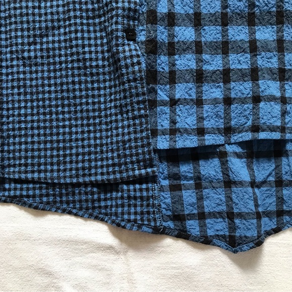 Habitat swing tunic blue black mixed plaid check print crinkled cotton XXL - Picture 5 of 7